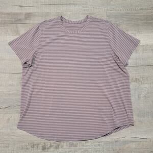lululemon athletica Mauve and Cream Stripe Short Sleeve Relaxed Fit Tee